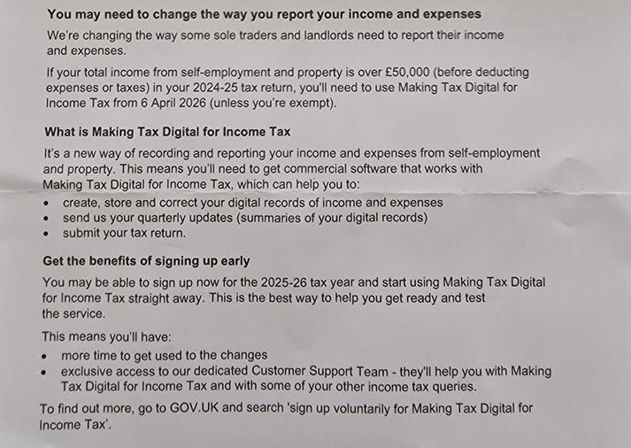 Making Tax Digital mandation letter
